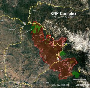 fire map of the KNP Complex fire