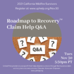 Roadmap to Recovery flyer. Board with white question mark cards pinned to it