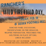 orange poster promoting the wildfire field day