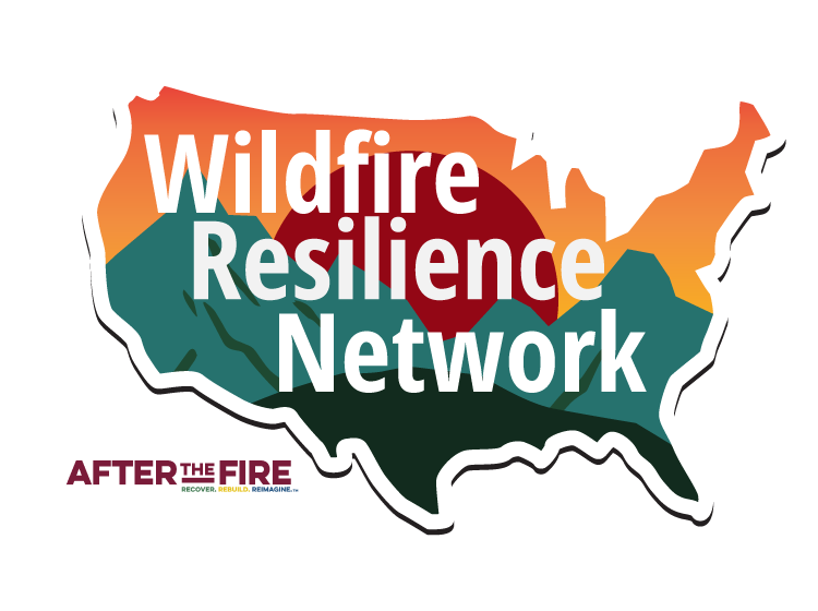 us-map-network-2 WILDFIRE RESILIENCE NETWORK WORDS ON A MAP OF THE USA IN SUNSET COLORS