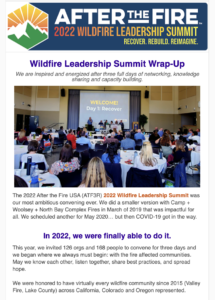 screenshot of the newsletter with a logo at the top and a photo of the auditorium centered with other text