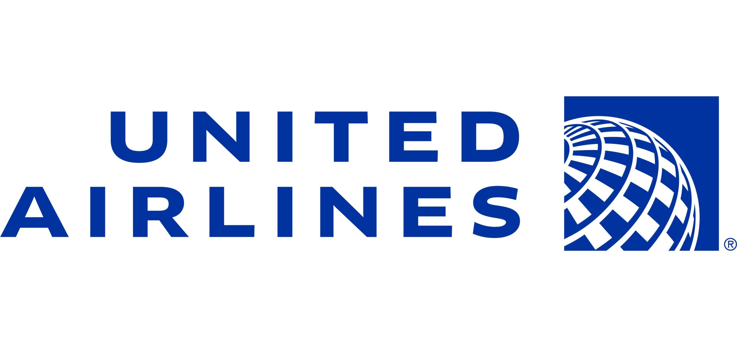 United Airlines logo with blue text and a globe design on the right, highlighting its strong Partners network.