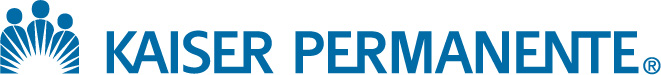 Kaiser Permanente logo with blue stylized figures and sunburst icon next to the company name in blue text.