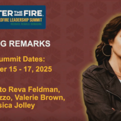 Woman standing with arms crossed; text announces 2026 summit dates and thanks several individuals for closing remarks.