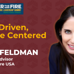 Reva Feldman smiling, text reads Tech Driven, People Centered for After the Fire 2025 Wildfire Leadership Summit.