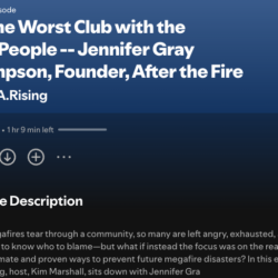 Podcast episode page titled 14. The Worst Club with the Best People with a play button and episode details.